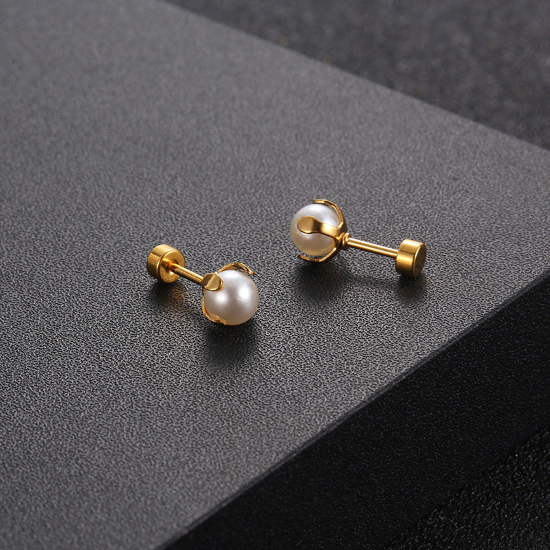 pearl stud flat back earrings