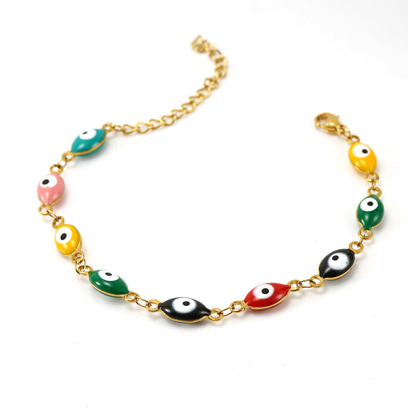 stainless steel waterproof colorful evil eye bracelets