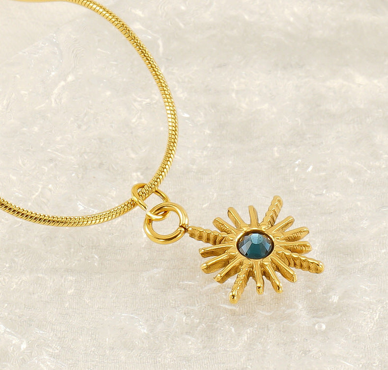 stainless steel zircon pendant necklace