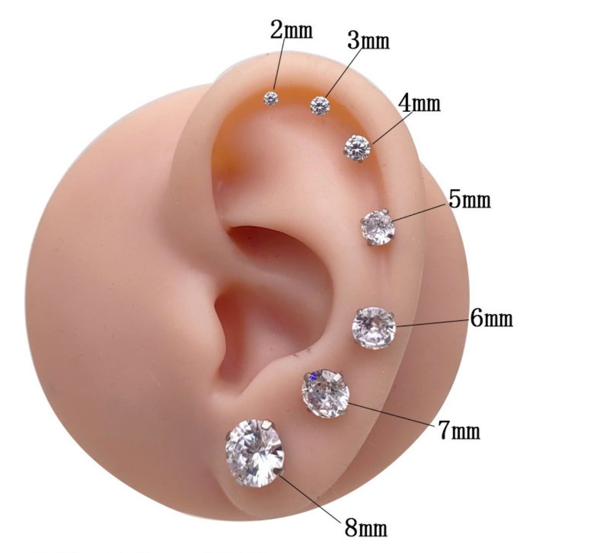 Fashionable stainless steel waterproof 5A  cz screw back earrings