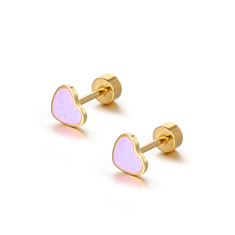 stainless steel heart flat back colorful stud flat back earrings