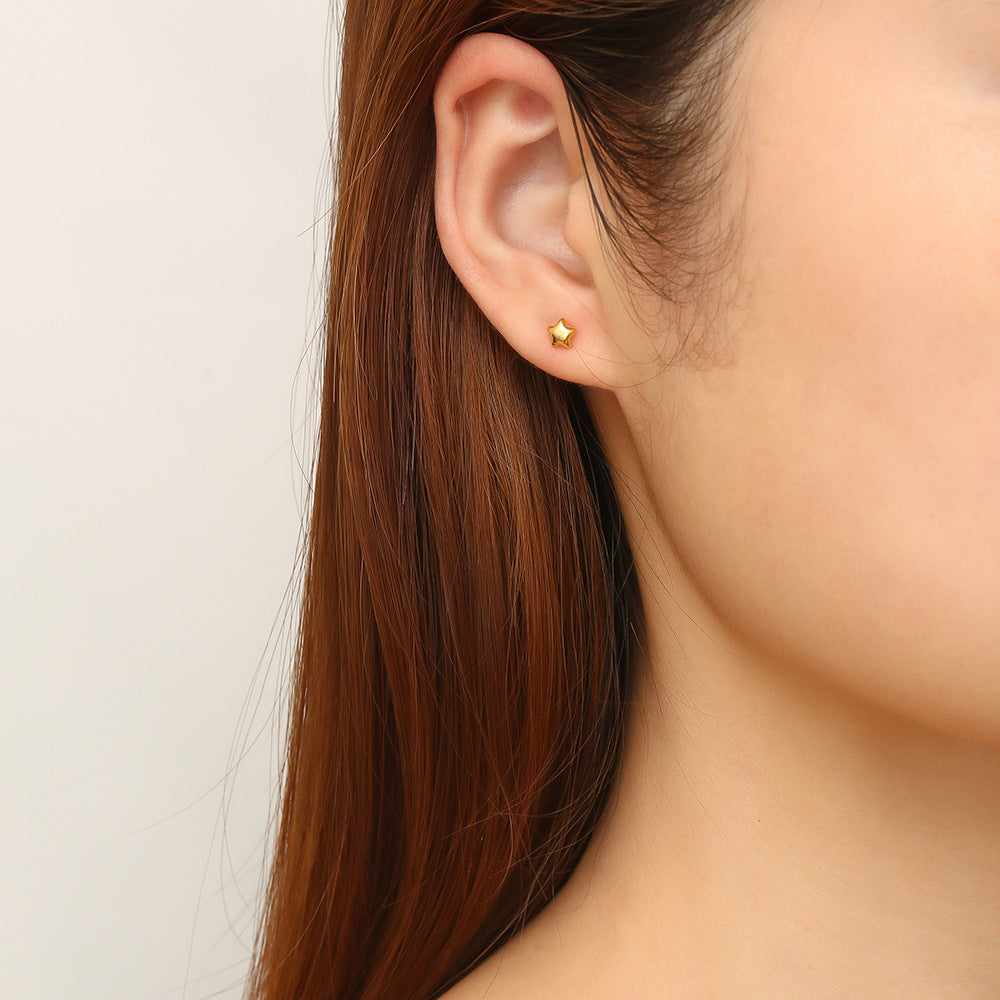 mini stainless steel start flat earrings