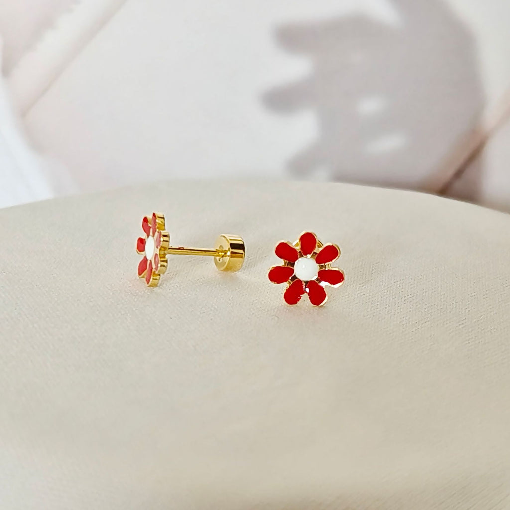 hypoallergenic flower colorful screw flat back earrings