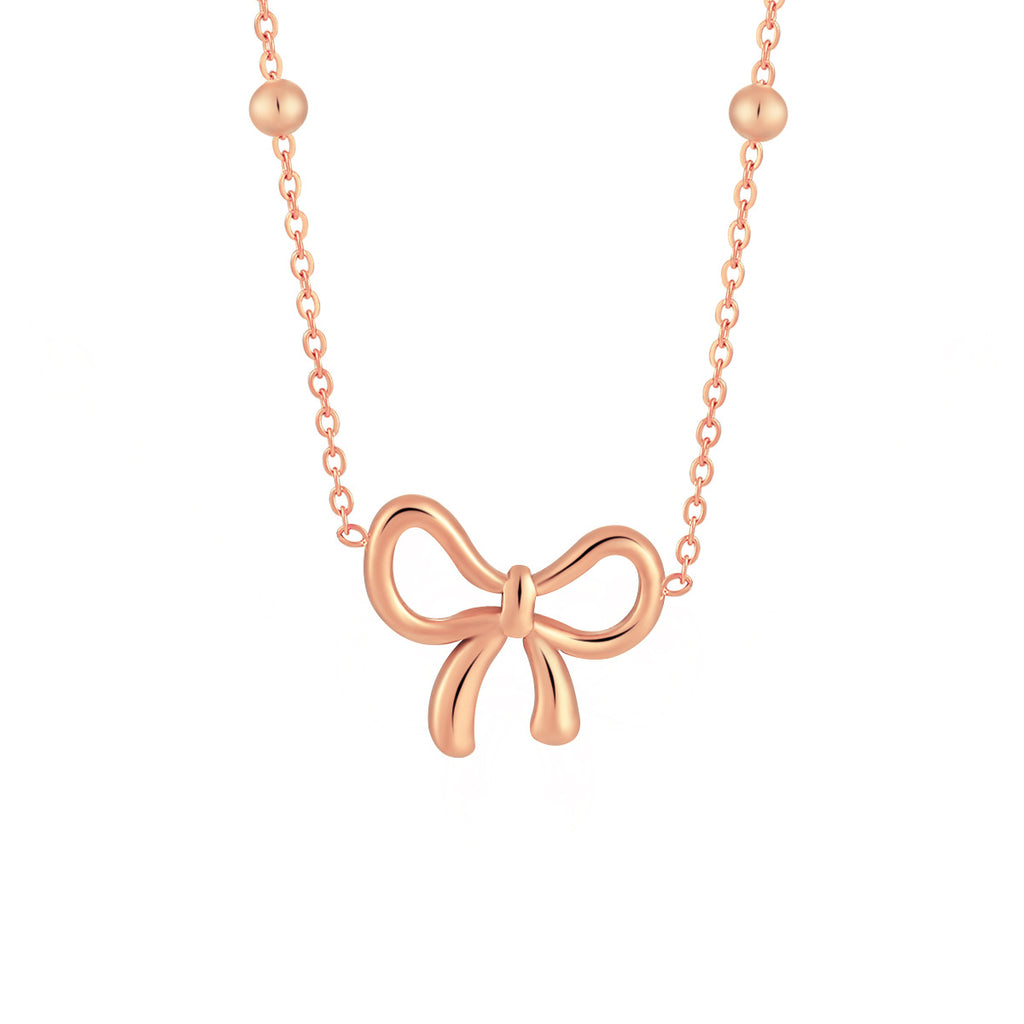stainless steel delicate bow necklace waterproof style