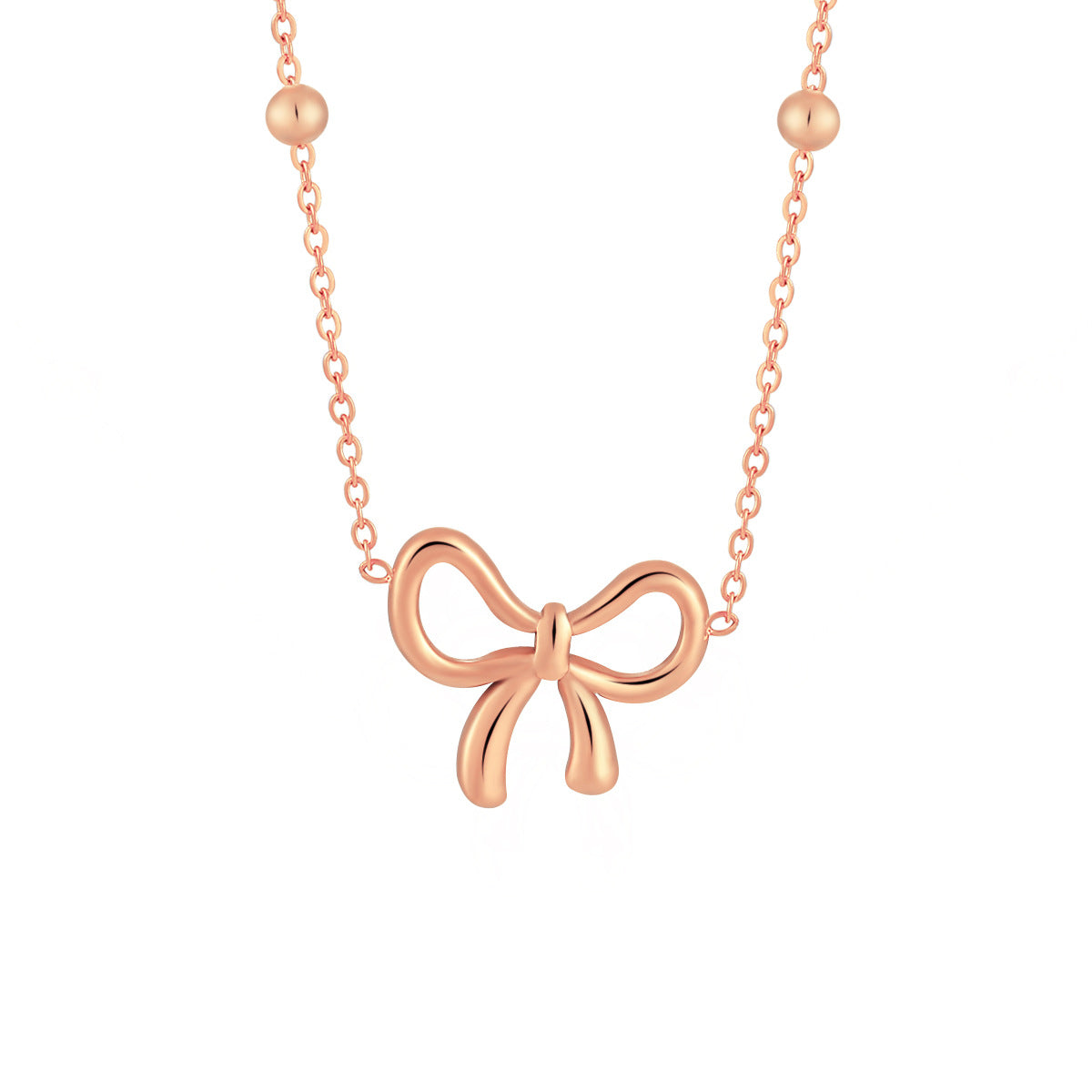 stainless steel delicate bow necklace waterproof style