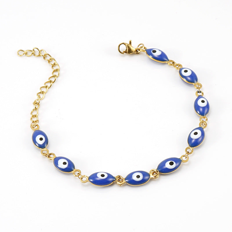stainless steel waterproof colorful evil eye bracelets