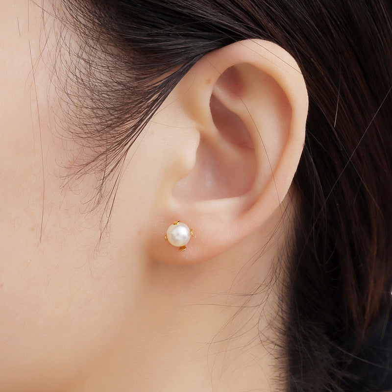 pearl stud flat back earrings