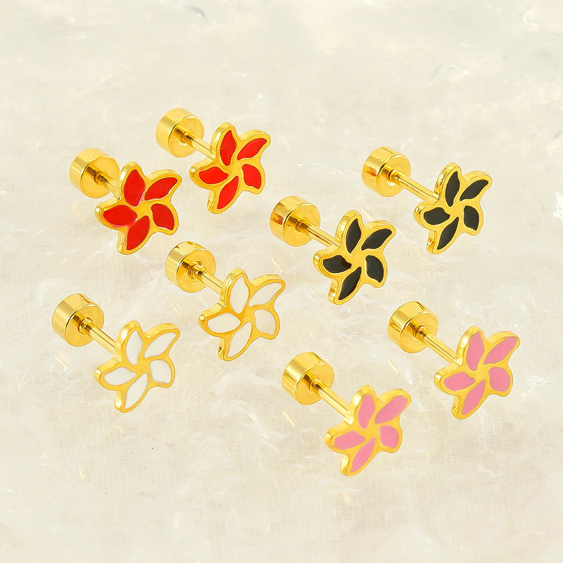 flower style stud flat back screw earrings