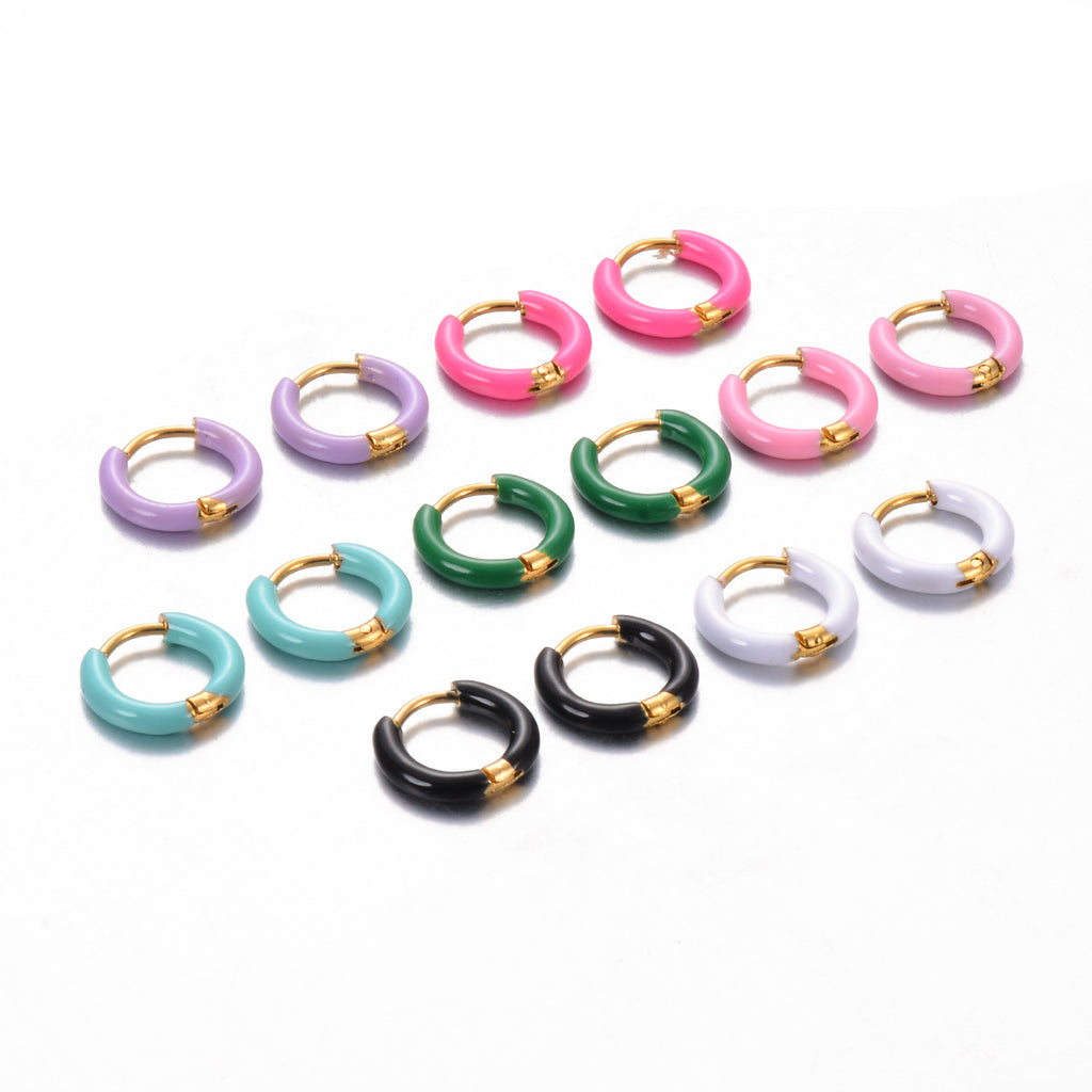 colorful enamel hoop earrings