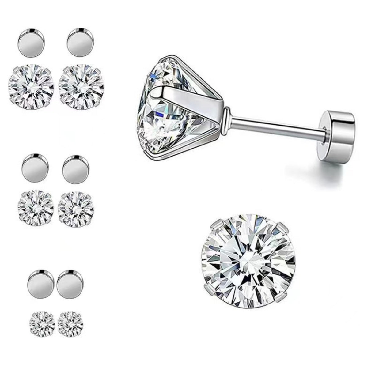 Fashionable stainless steel waterproof 5A  cz screw back earrings