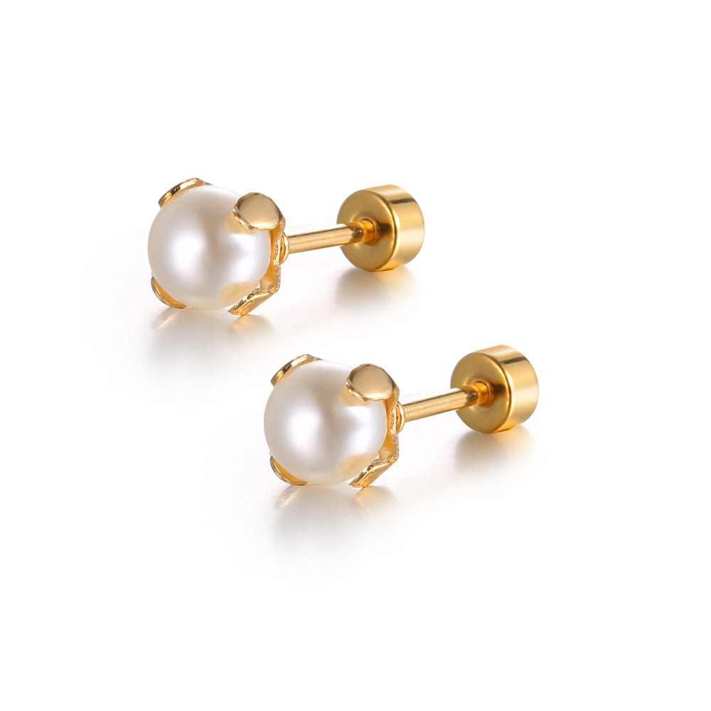 pearl stud flat back earrings