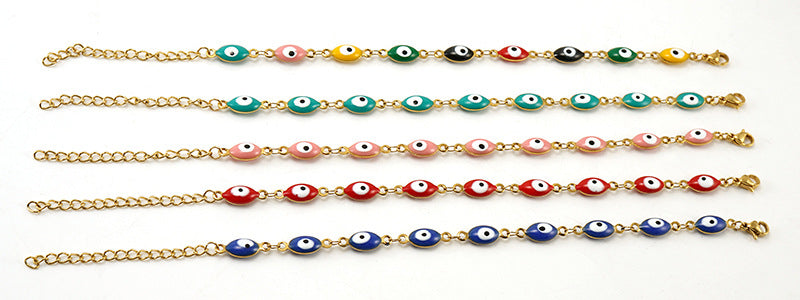 stainless steel waterproof colorful evil eye bracelets